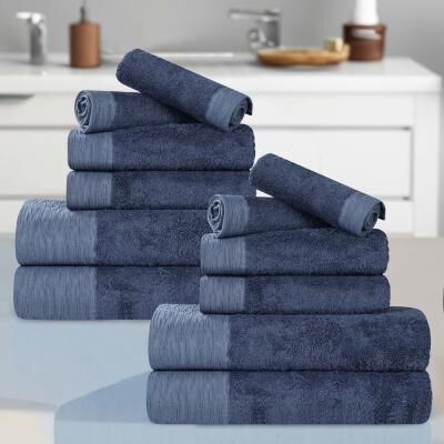 Superior Sierra Rayon From Bamboo Cotton Blend 12 Piece Bathroom Towel Set