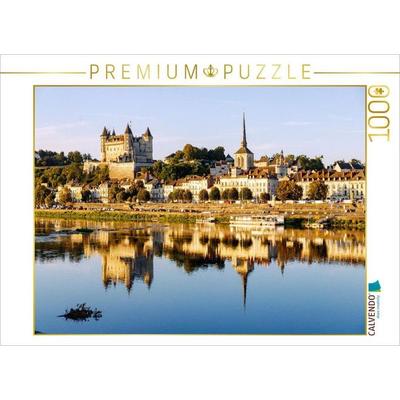 CALVENDO Puzzle Saumur: Stadtansicht mit Château du Saumur und Kirche Saint-Pierre | 1000 Teile Lege-Größe 64x48cm Foto-Puzzle für glückliche Stunden