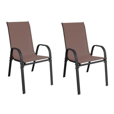 Mojawo Stapelstuhl Metall - Textilen Farbe Anthrazit - Braun