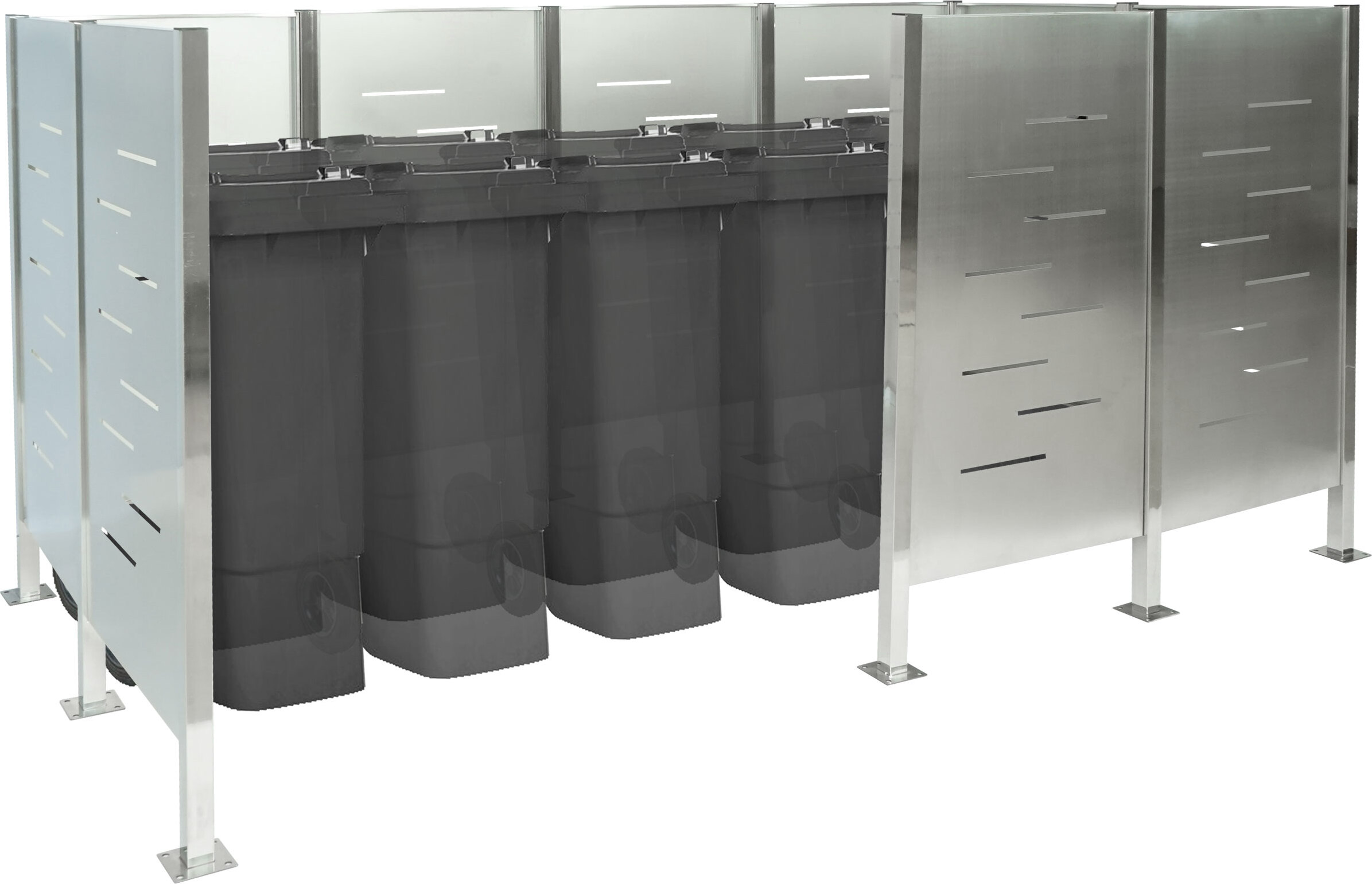 Mülltonnen-Zaun HWC-J55, Mülltonnenverkleidung Mülltonnenaufbewahrung, 151x326x166 Metall Edelstahl