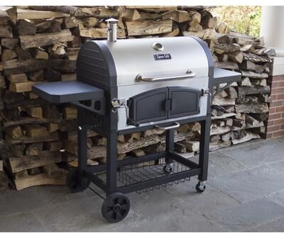 Dyna-Glo Stainless Steel/Black X-Large Premium Dual Chamber Charcoal Grill with Shelf