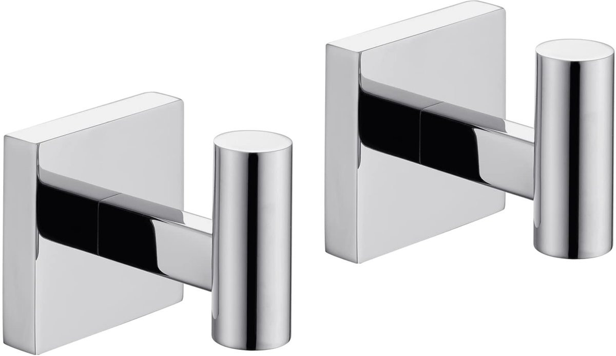 Set van 2 wandhaken van RVS voor de badkamer of keuken