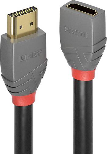 LINDY HDMI Verlängerungskabel HDMI-A Stecker, HDMI-A Buchse 2.00m Anthrazit, Schwarz, Rot 36477 4K UHD, vergoldete Steckkontakte