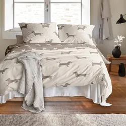 Irisette Edel-Feinbiber Bettwäsche Dackel Meran 8912 natur 135x200 cm + 80x80 cm - beige;braun