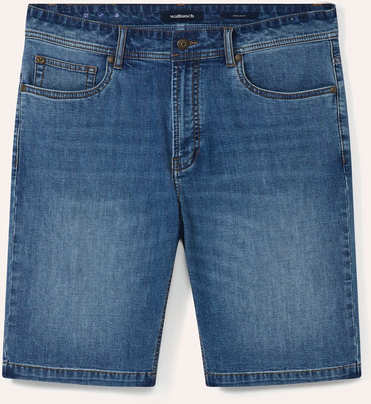 Walbusch Klima Jeans-Bermudas, normale Größen#schlanke Größen#untersetzte Größen, Farbe Blau, 27, mit Coolmax-Fasern schnelltrocknend Herren