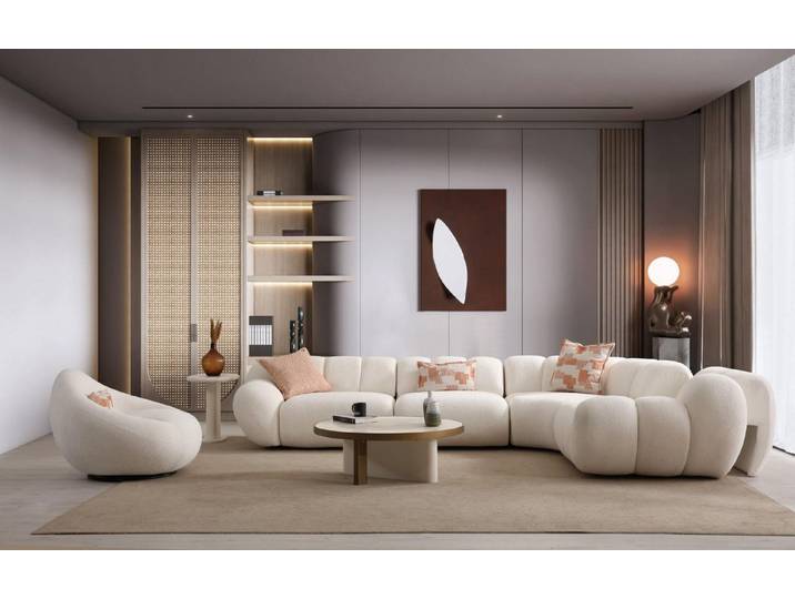 JVmoebel Ecksofa JVMoebel Ecksofa in Weiß mit Sessel und Couchtisch
