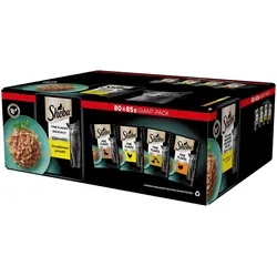 SHEBA Sachets 80x85g Delicacy Geflügelgeschmack - Katzennassfutter in Gelee, mit Ente, mit Huhn, mit Geflügel, mit Pute