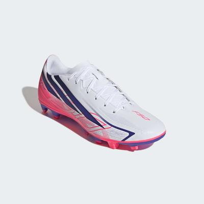 Fußballschuh ADIDAS PERFORMANCE "F50 HYPERFAST CLUB, FESTE BÖDEN/GEMISCHTE BÖDEN", Herren, Gr. 43, pink (cloud weiß, solar lila, solar turbo), Synthetik, Schuhe Fußballschuh, für viele verschiedene Böden geeignet