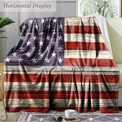 Shop Station American Flag Blanket Soft Patriotic Flannel Throw Blanket For Couch, Bed & Home Decor 27.56 39.37 In