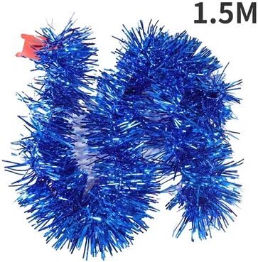 Combo Retail Shop Christmas PVC Tinsel Ribbon Garlands, Colorful Star Ornaments For Tree And Home Decor b blue