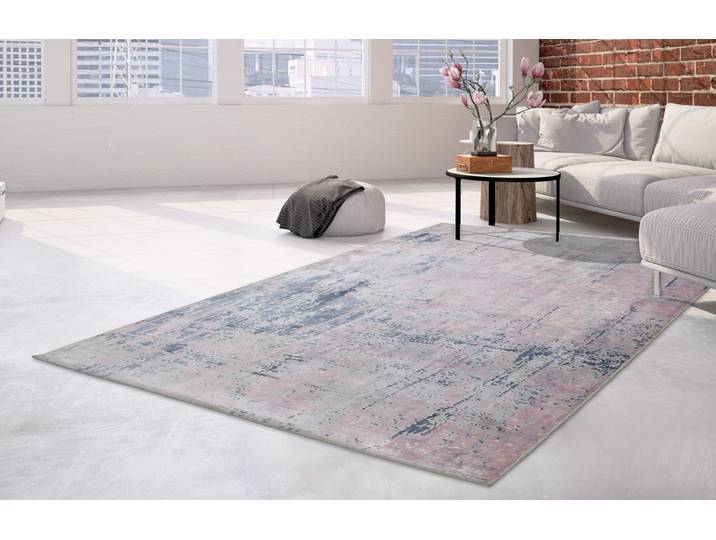 Teppich ARTE ESPINA Ocean 400 , rosa (rosa, blau), B:170cm H:23mm L:240cm, Viskose, Teppiche, Teppich, Angenehm flauschige Haptik, handgefertigte Unikate, pflegeleicht