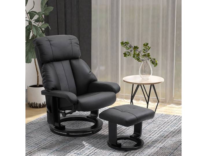 HOMCOM Fauteuil de massage Fauteuil de télévision avec fonction inclinable Fauteuil avec repose-pieds Fonction de massage en polyester velouté Noir 76 x 80 x 102 cm