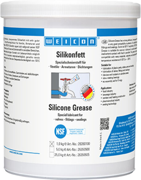WEICON Silikonfett, lebensmittelechtes Schmierfett, 1 kg, farblos, transluzent (26350100)