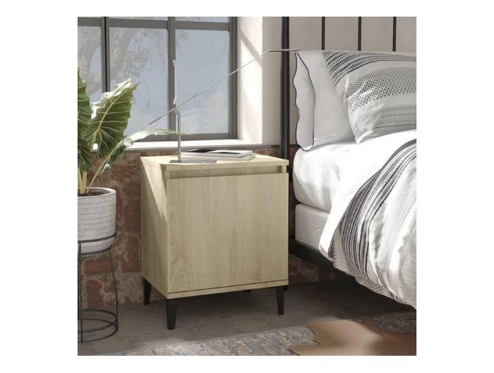 LuxusKollektion Nachttisch Nachttisch Sonoma Eiche Metallbeine 40x30x50cm (1-St)