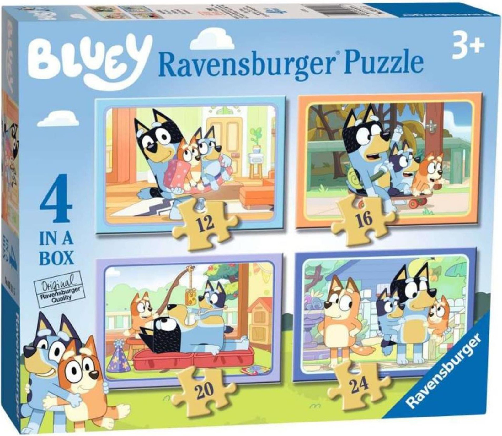 Ravensburger Bluey 4-in-1 Prentenboek met 12 stukjes voor kinderen vanaf 3 jaar
