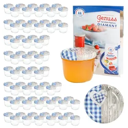 100 Sturzgläser 230 ml Deckel Herz Holz blaukariert Einmachglas Einweckglas Glas