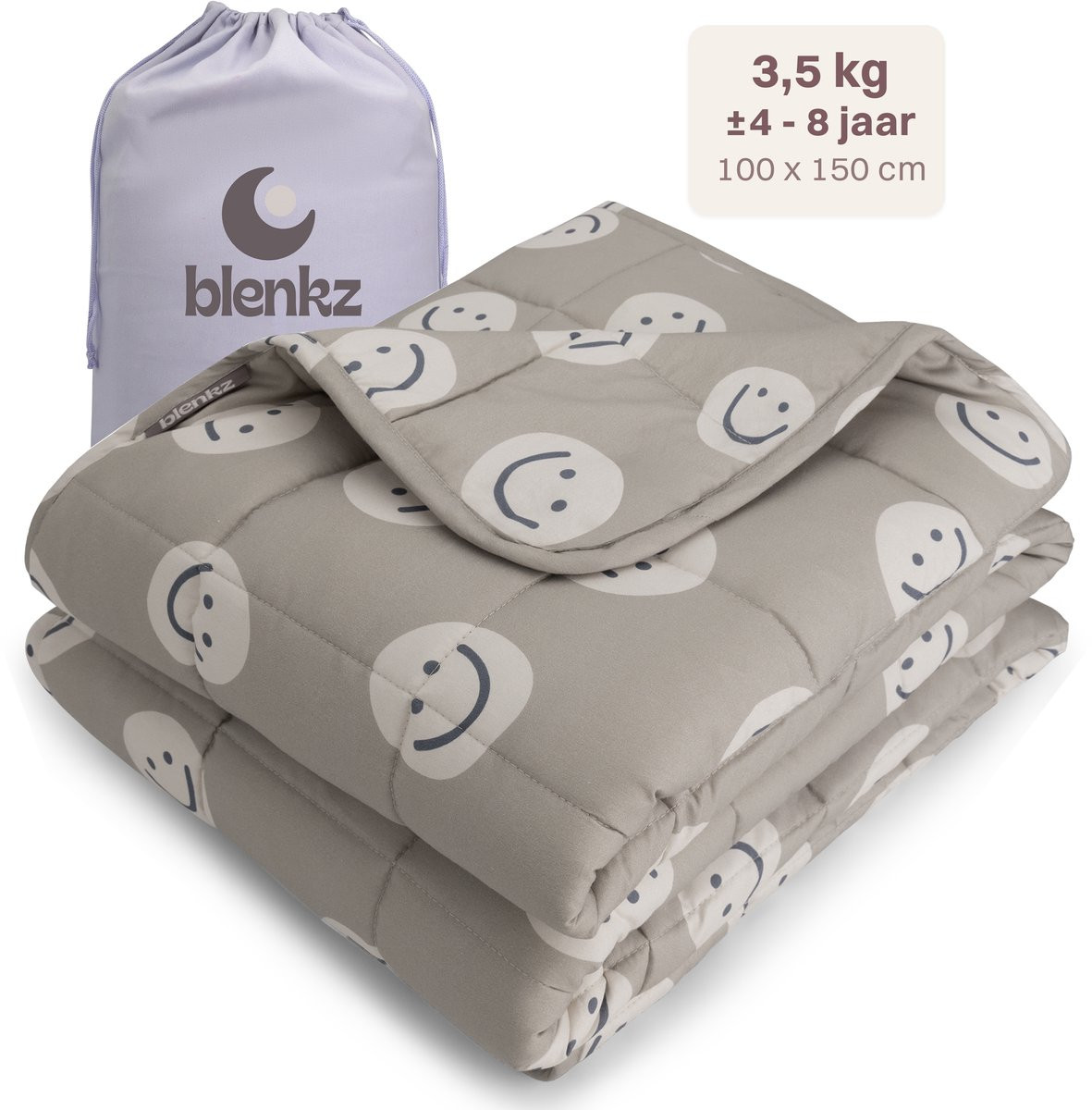 BLENKZ Verzwaringsdeken Kind 3,5 kg - Smile Beige - 100 x 150 cm