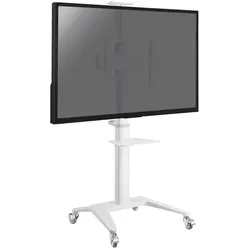 KIMEX - Mobiler Bildschirmständer für Videokonferenzen 37''-70'' Höhe 125-160cm Weiß