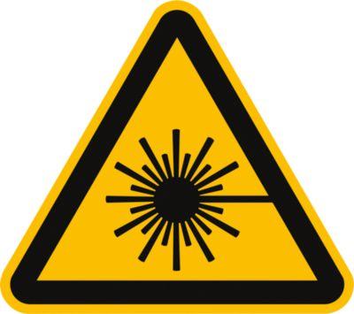moedel Warnzeichen „Warnung vor Laserstrahl“, nach ISO 7010 W004, Folie selbstklebend, B 100 x H 100 mm, 1 Stück