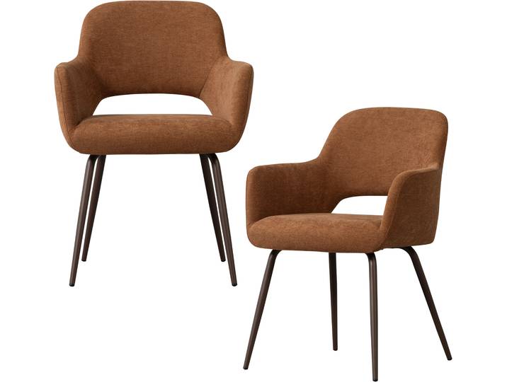 Esszimmerstuhl WOOOD Jenny mit Hope-Gewebtem Bezug und Metallgestell, B 58 x T 58 x H 80 cm , braun (braun, braun), B:58cm H:80cm T:58cm, Holzwerkstoff, Metall, Stühle, Esszimmerstuhl, (Set, 2 St) durchschnittliche Sitzhöhe, Tragkraft 100 kg