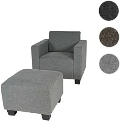 Modular Sessel Loungesessel mit Ottomane Lyon, Stoff/Textil ~ grau