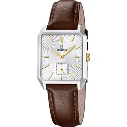 Festina Quarz Herren On the square F20779/2 - silber,braun - 31.2mm