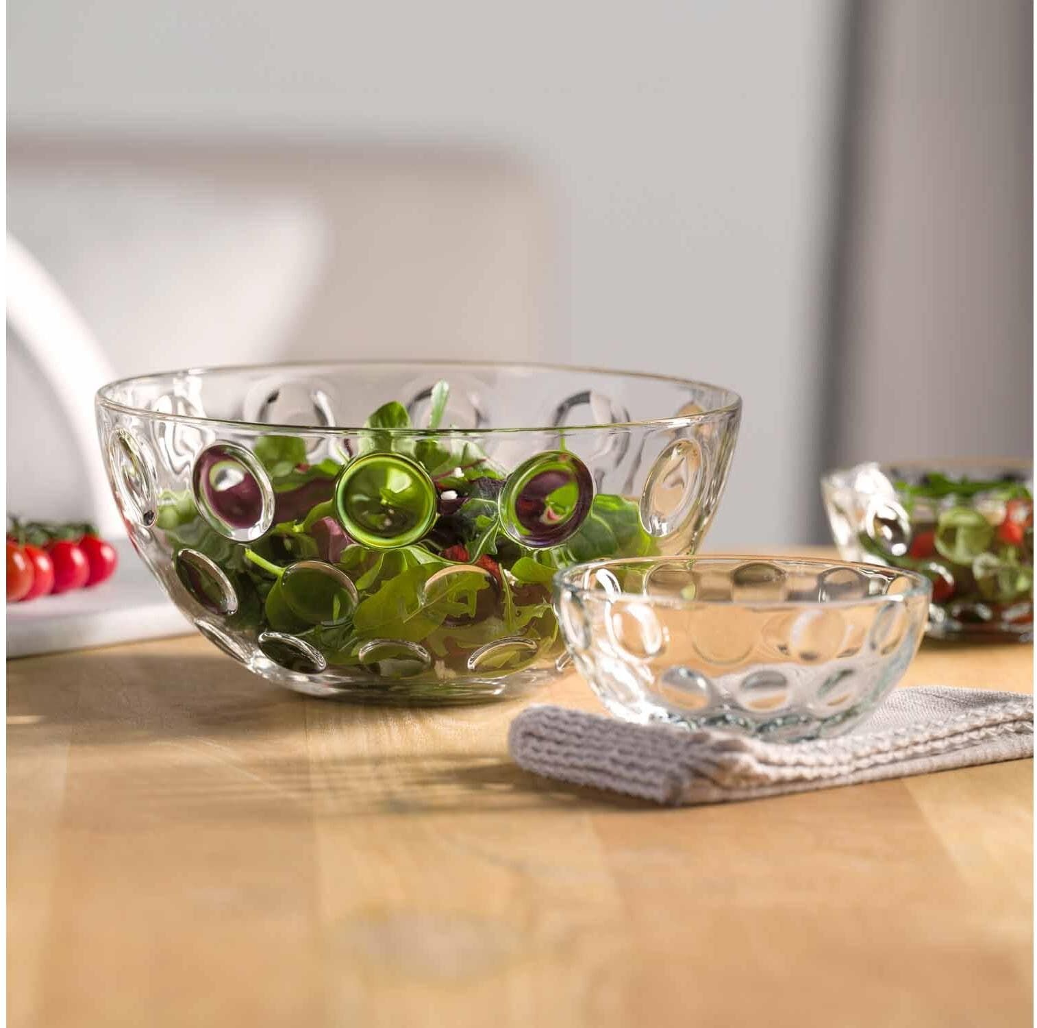Schale LEONARDO "Cucina Optic 14 cm, 1 Stück", transparent, B:14cm H:6,5cm T:14cm Ø:14cm, Kalk-Natron-Glas, Schüsseln, Schale transparent Ø 14cm