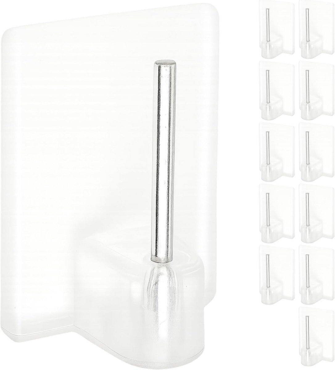 12 stuks Transparante Zelfklevende Haakjes voor Gordijnrails - 24 x 16 mm
