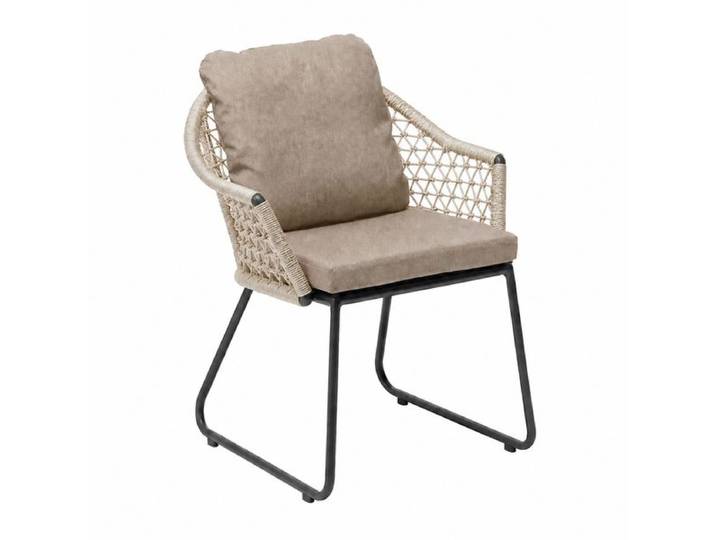 OUTLIV. Clara Gartensessel Aluminium/Rope mit Sitz- und Rückenkissen Dunkelgrau Sand