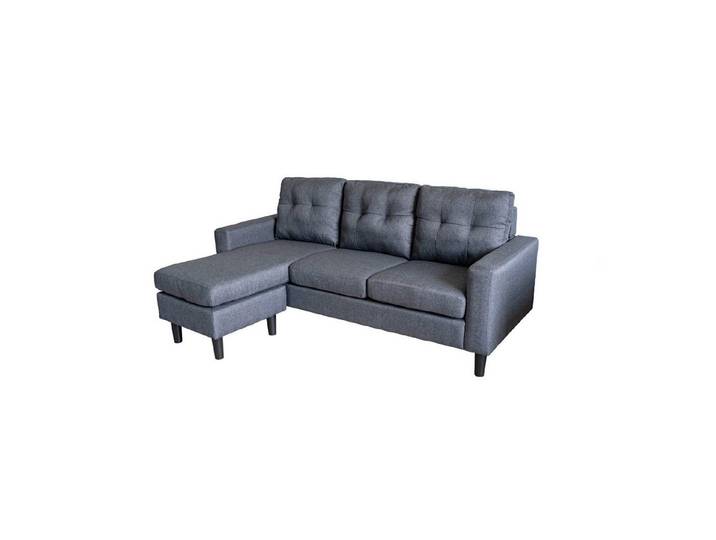 HTI-Living Ecksofa Ecksofa Reva Grau, Stück 1 Teile, Dreisitzer mit Hocker variable Stellmöglichkeiten