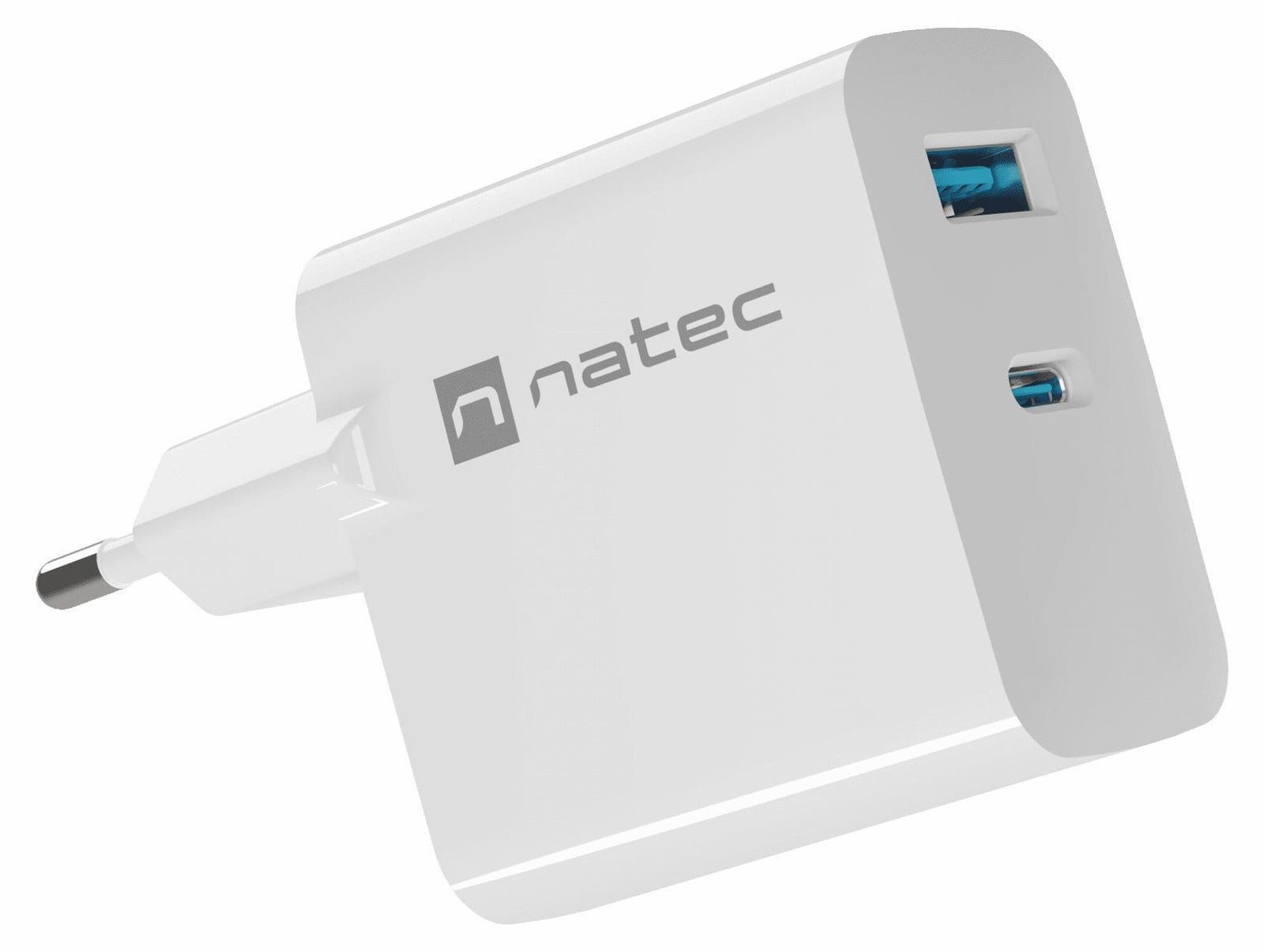 Natec Ribera Gan Charger 45W met 1x USB-A en 1x USB-C - Wit