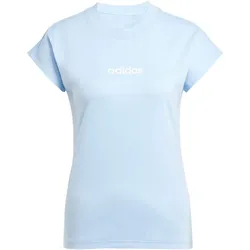 adidas Essentials Linear Baumwoll T-Shirt Damen JG8660 - glow blue/white XS