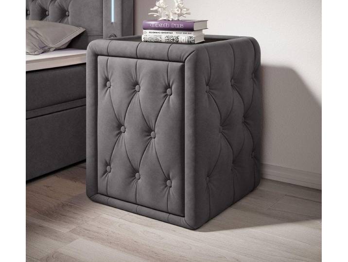Designer Nachttisch Josy in Samt - Beige - Luxusbetten24