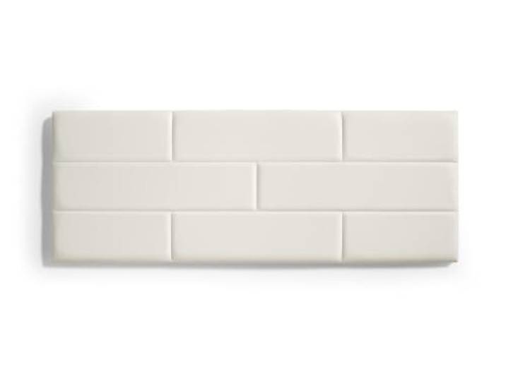 Matris Kopfteil mit Bezug aus Kunstleder Oslo Design Ziegelmauer aus Kunstleder zum Aufhängen Weiß 112 x 57 x 5 cm, Bett 90 cm