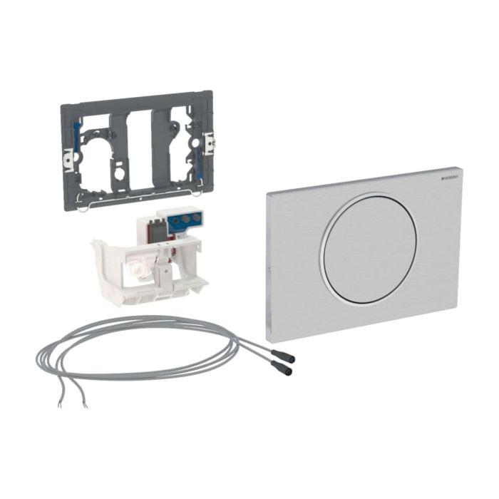 Geberit Sigma10 WC-Steuerung 115863SN5 Edelstahl, Kabel/Netz, 1-Mengen-Spülung, für Stützklappgriff