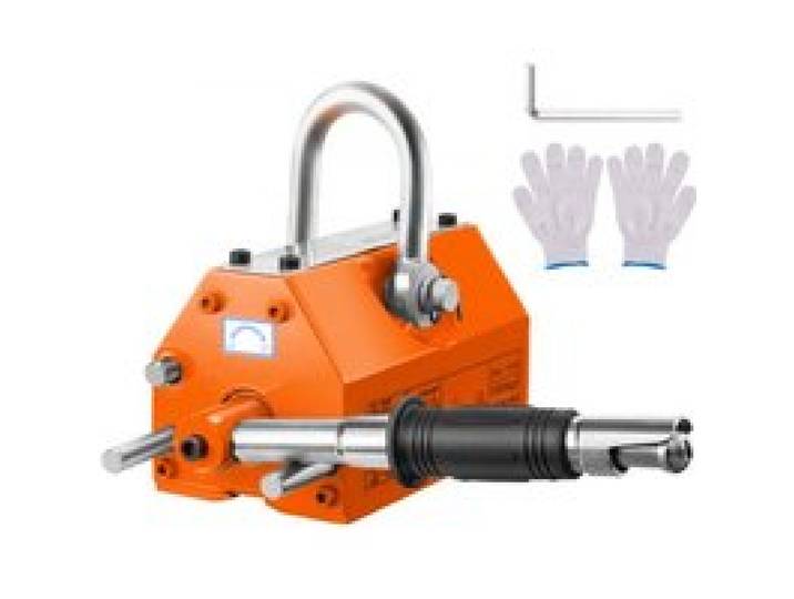 VEVOR Lasthebemagnet Kranmagnet (1500 kg Tragfähigkeit, 3750 kg Zugkraft, -40 bis 80 ℃), 16 Stk. Magnete Handgesteuertes Gabelanheben Magnetlifter Magnetheber Gelb Neodymium Lifting Magnet Werkzeug