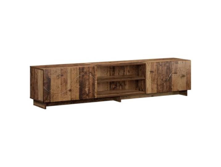 Kaorsrow TV Board 180x34.5x40 cm Lowboard Altholz Optik Fernsehtisch Modernes Phonomöbel mit 4 Türen für Wohnzimmer und Schlafzimmer, bietet strukturierten Platz für Unterhaltungselektronik.