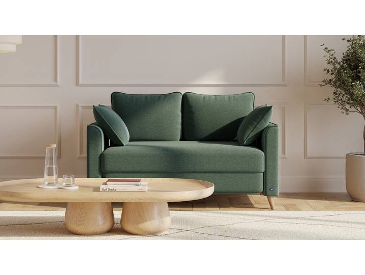 BRUNO Schlafsofa 120cm in Grün Flow stabiles Massivholz & Boxspringkomfort