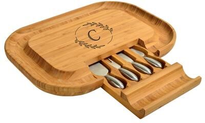 Picnic at Ascot - Personalized Large Bamboo Cheese, Charcuterie Board Set