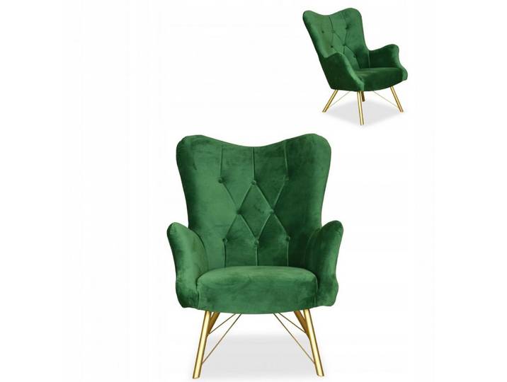 Family Meble Sessel Family Meble Luna Ohrensessel Royal 33 Grün Velours 78x87x100 cm