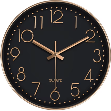 Uplift Curations Minimalist Silent Quartz Wall Clock Modern No Ticking Decor (8 10 12 Inch) black Golden 12 Inch