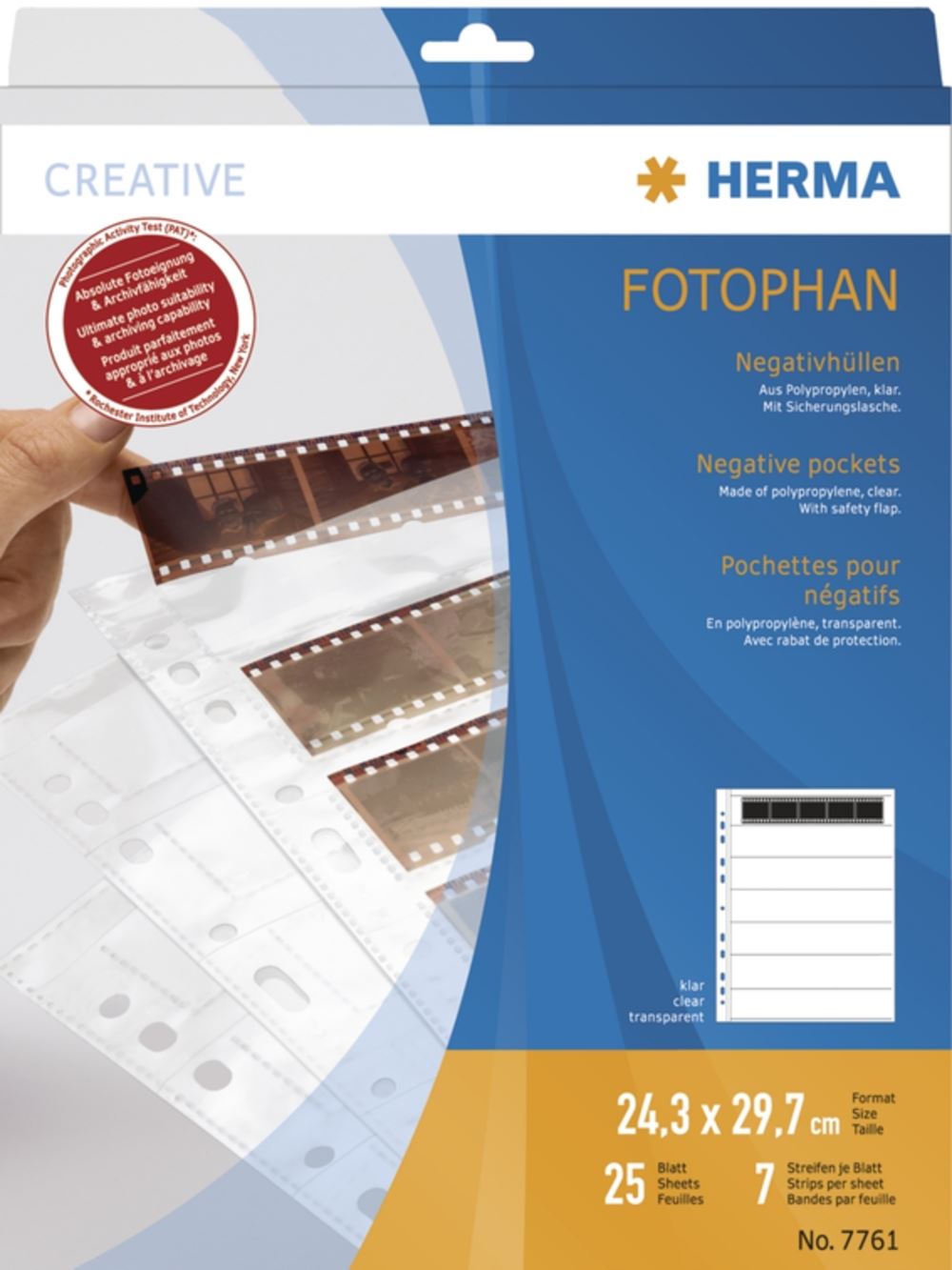 Herma Negativhüllen transparent für 7 x 5 Streifen 25 St.