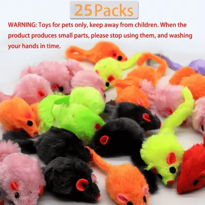 Inspire Picks 25PCS Plush Cat Mouse Toys Interactive Mini Mice For Cats & Kittens 25 Pack