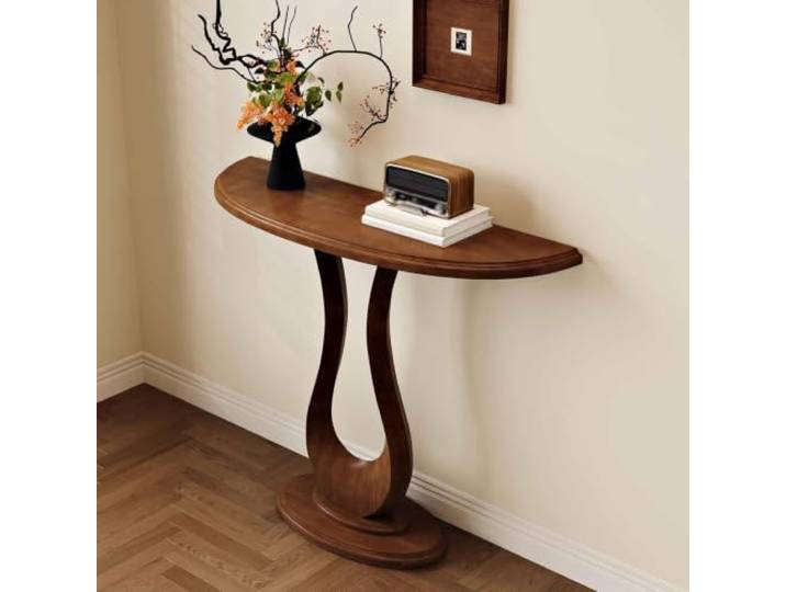 Halbmondförmiger Konsolentisch, Vintage-Sofatisch，Eingangstisch，Flurtisch Aus Massivholz, Konsolentisch Schmal, Kleiner Akzenttisch, Chinesischen Stil, Für Wohnzimmer Schlafzimmer Eingangshalle Flur