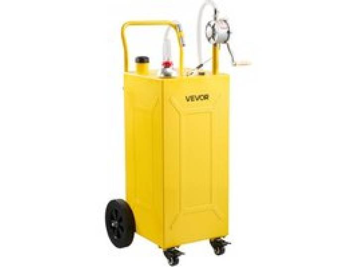 VEVOR 113,6L Kraftstofftrolley Mobile Tankanlage mit Manueller Pumpe Gelb, Tragbarer Kraftstoffkanister für Auto Rasenmäher Boot, Mit 4 Rollen & Ölstandsanzeige, Für Benzin & Diesel, Kohlenstoffstahl