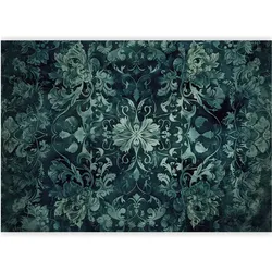 Artgeist, Tapete, Fototapete - Oriental Pattern Carpet: Emerald Ornaments and Worn Patterns (250 x 175 cm)