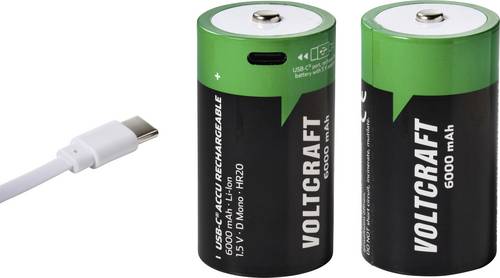 VOLTCRAFT Mono (D)-Akku Li-Ion 6000 mAh 1.5V 2St.
