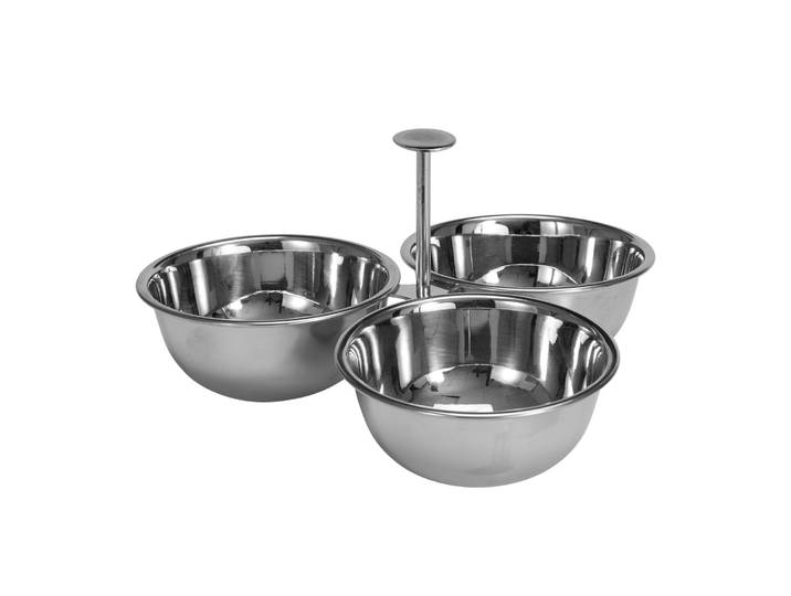 Apéroschale Servierset Edelstahl 3-teilig silber