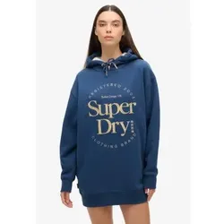 Superdry für Damen. W8011756A Kleid mit Kapuze und metallischem Luxe-Logo
blau (XXS/XS), Lässig, Baumwolle, Langarm, Nachhaltig
