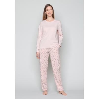 Pyjama JOOP, Damen, Gr. 34, rosa (lilablau), Jersey, Obermaterial: 95% Baumwolle, 5% Elasthan, bequem lang, Rundhals, Homewear-Sets Pyjama, mit langem Schnitt, aus Jersey und Baumwollmischung, im JOOP Stil